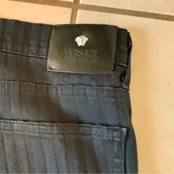 Versace Jeans Couture Mens 30×32 Navy Blue Striped Cotton Canvas Zipper - Italy - Picture 4 of 5